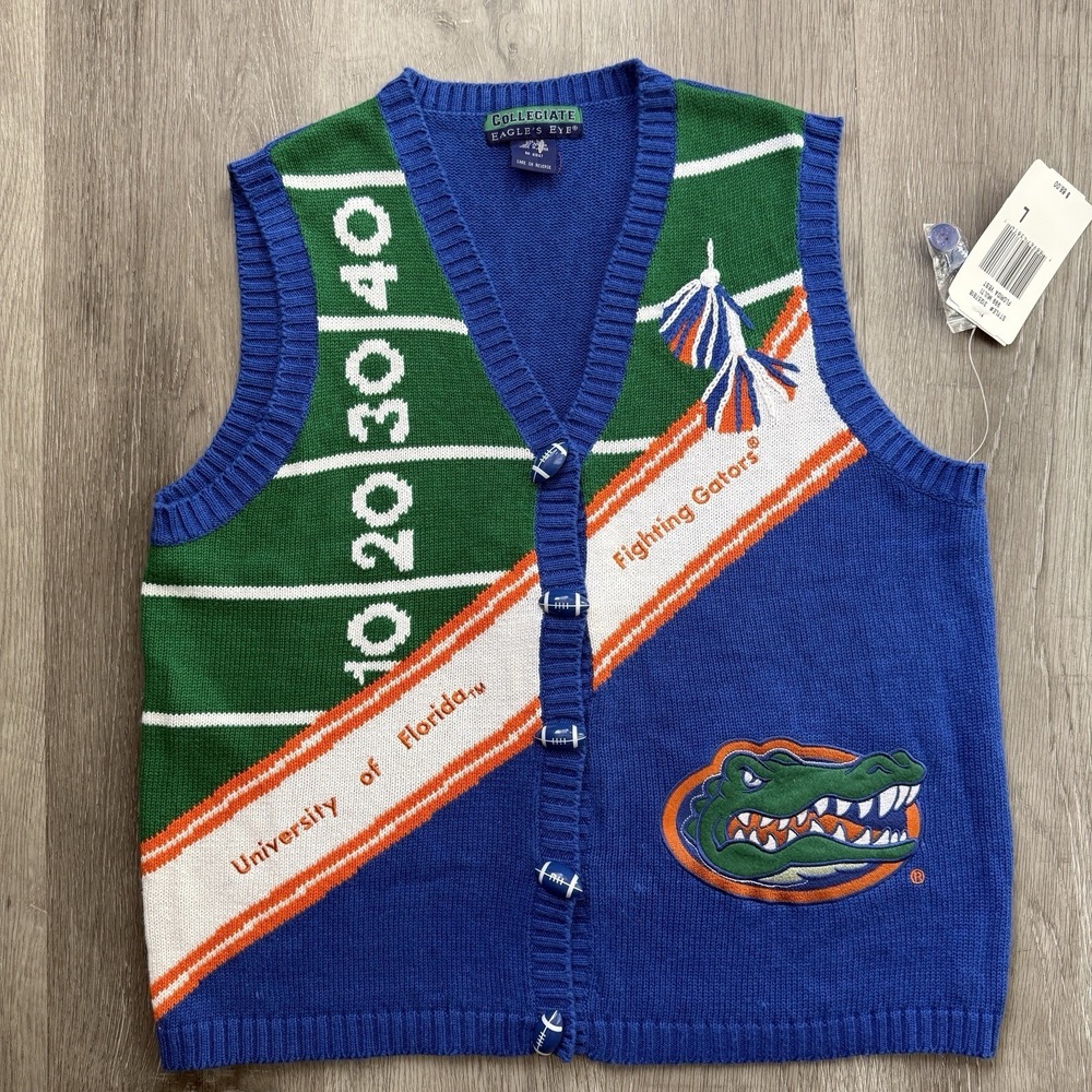 Vintage Collegiate Eagles Eye Florida Gators Knit Sweater Vest Womens L